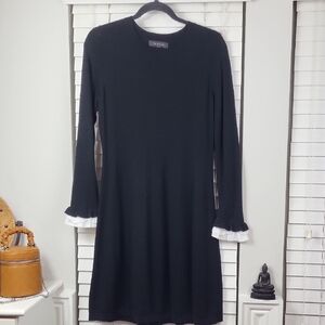 Tahari Black Long Sleeve Ruffle Cuff Dress. Size M